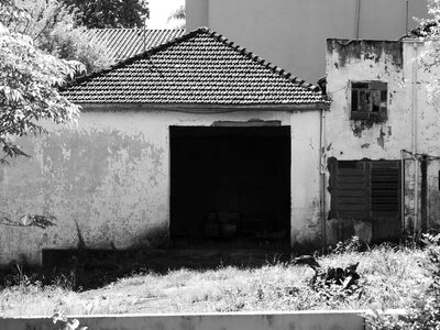 Black and white abandoned abandoned house photo