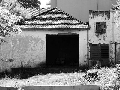Black and white abandoned abandoned house