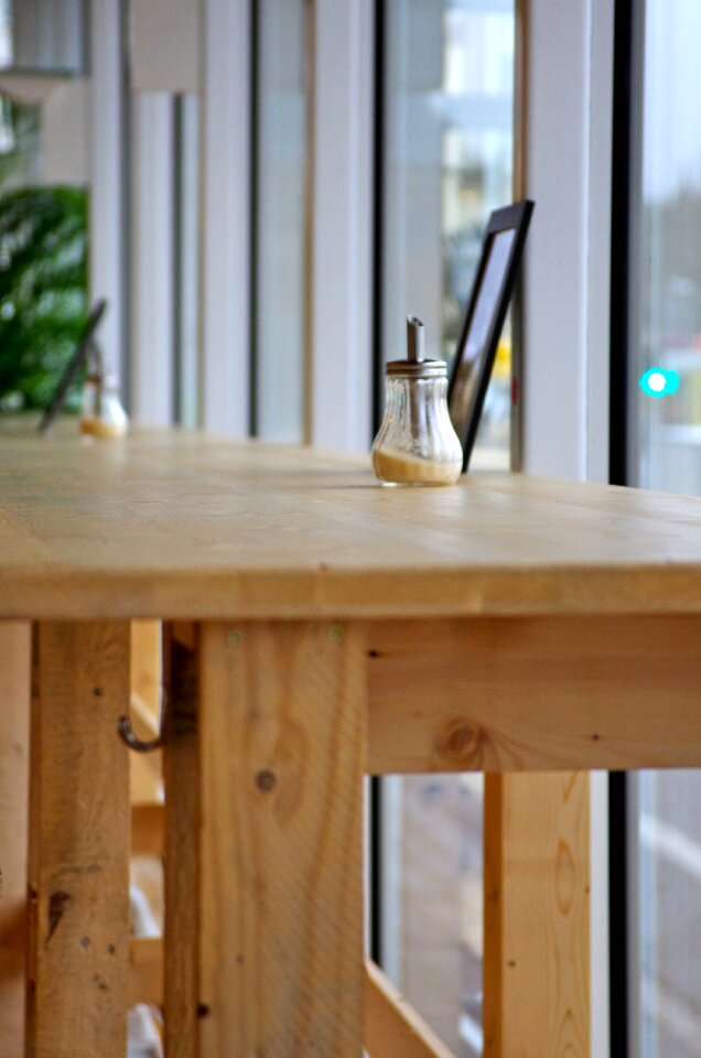 Cafe wooden table restaurant