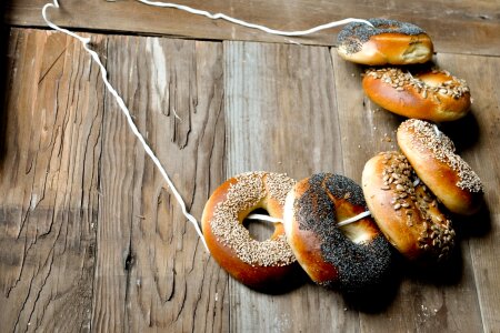 Donuts hung wood