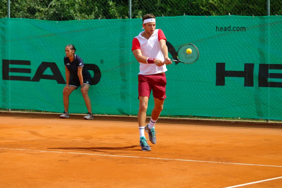 Racket tennis player court