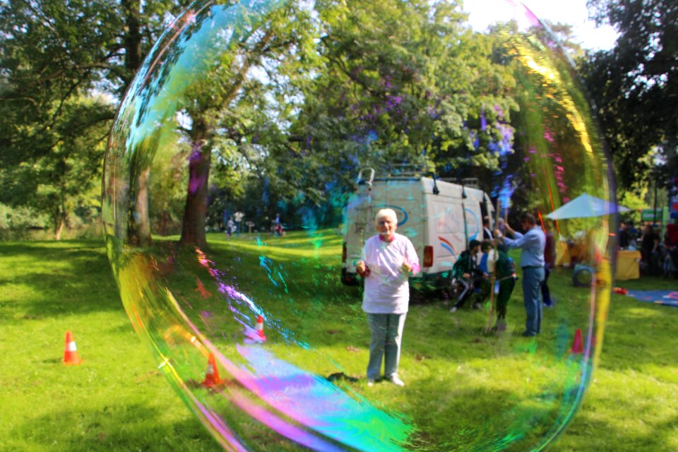 Colorful huge soapy water