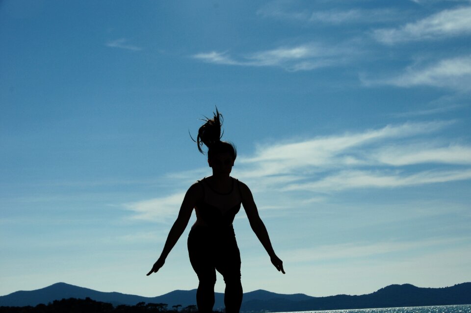 Women body blue yoga