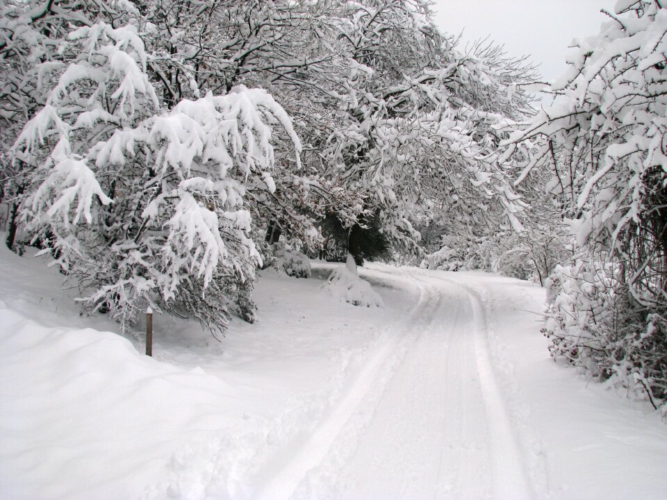 Snow icy road winter white