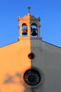 Light and shadow church buildings bell tower