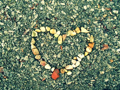 Romantic heart of stone bank