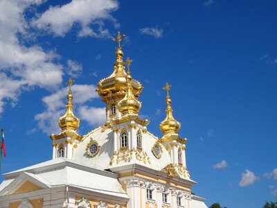 Peterhof temple golden dome photo
