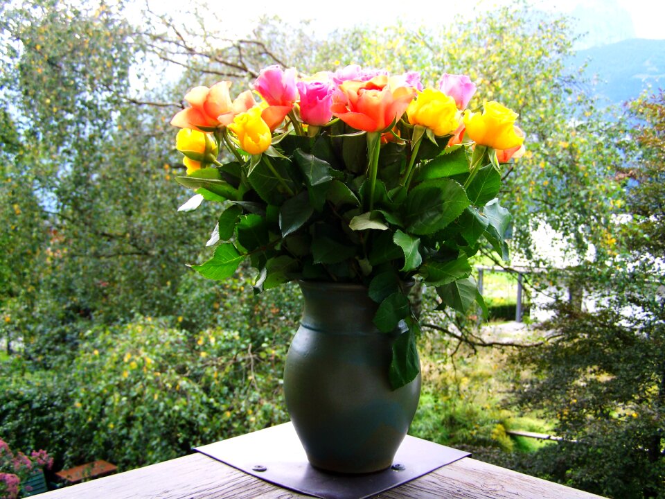 Colorful bouquet orange and yellow pink