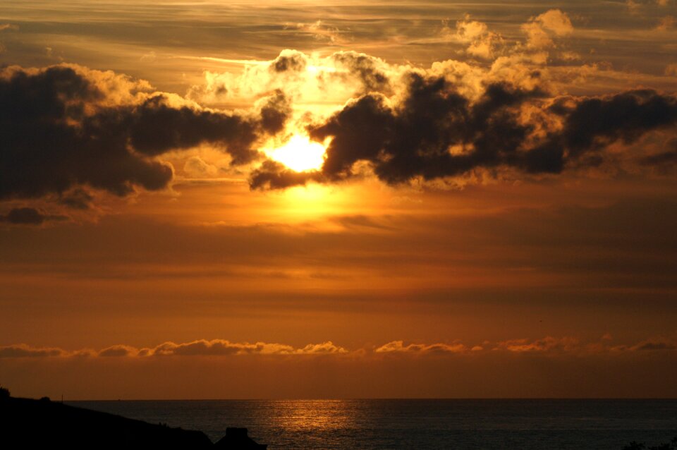 Orange red sky sun evening