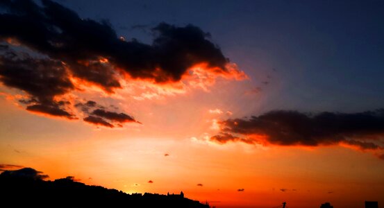 The sky orange sky in the evening photo