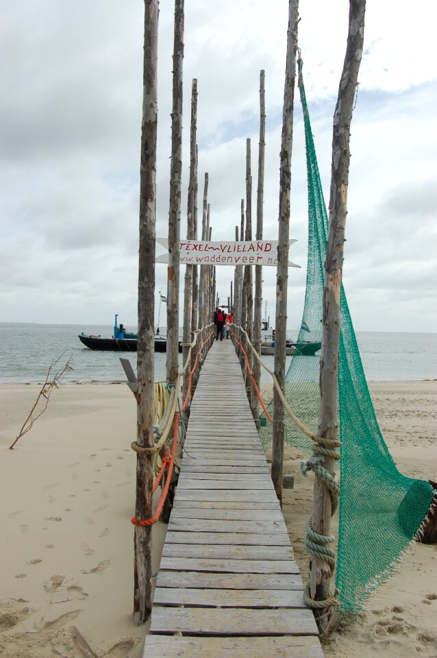 Boat beach wooden bridge