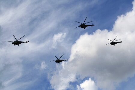 Helicopters military parade the military