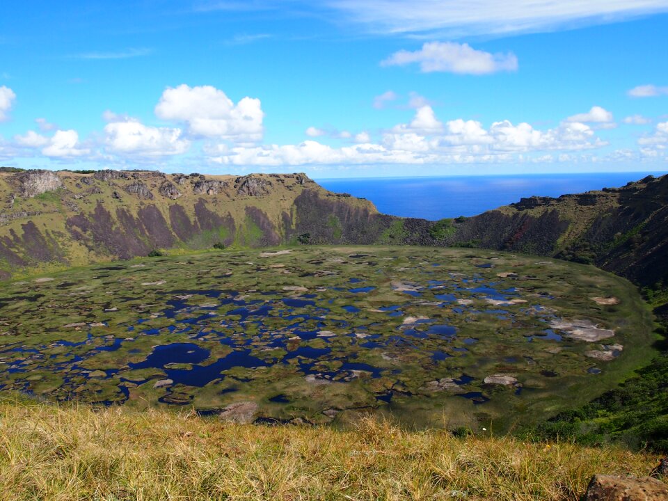 Easter island caldera lake