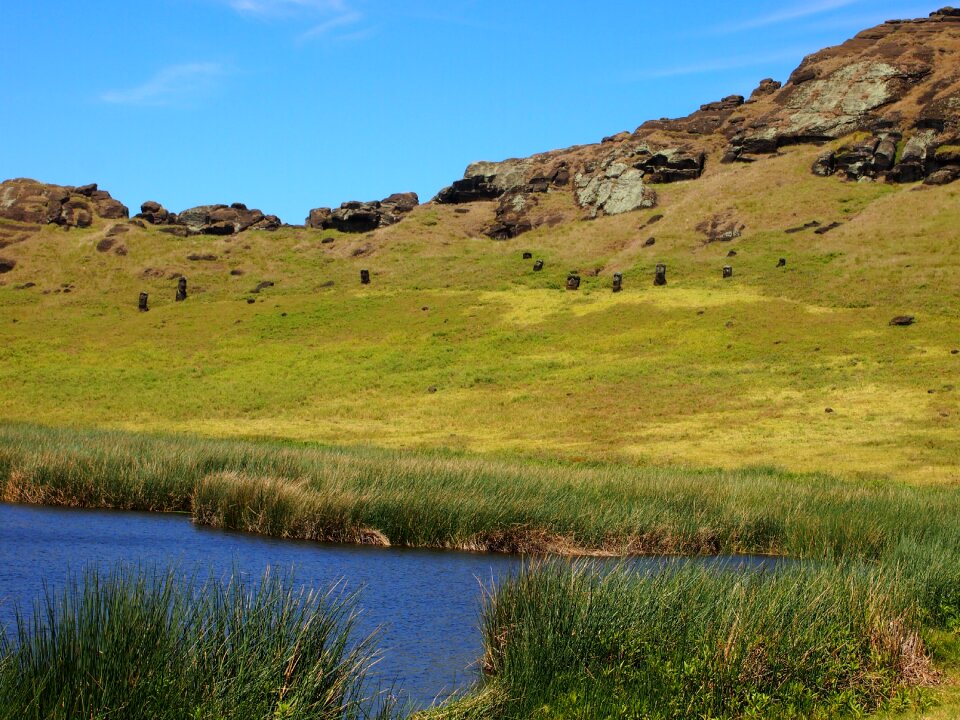 Moai caldera stone statues