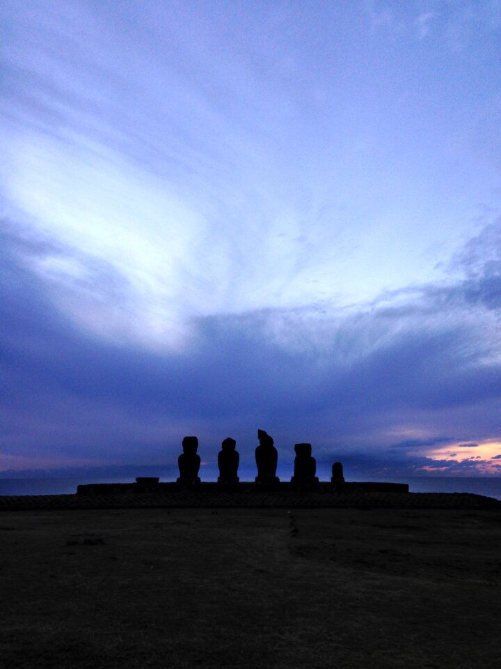 Morning stone statues silhouette