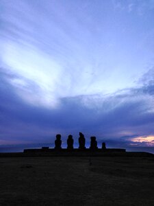 Morning stone statues silhouette