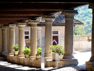 Monastery castle stone pillars photo