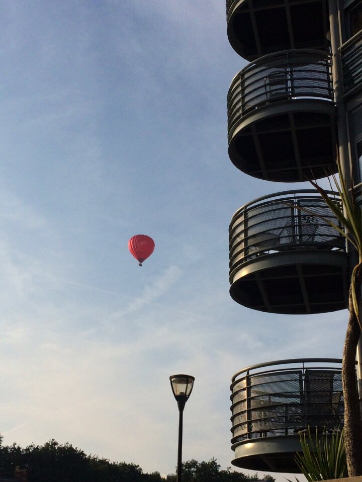 Hot air balloon street lamp balconies
