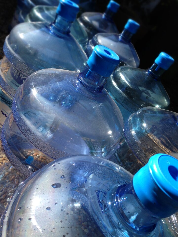Empty bottle blue plastic bottles