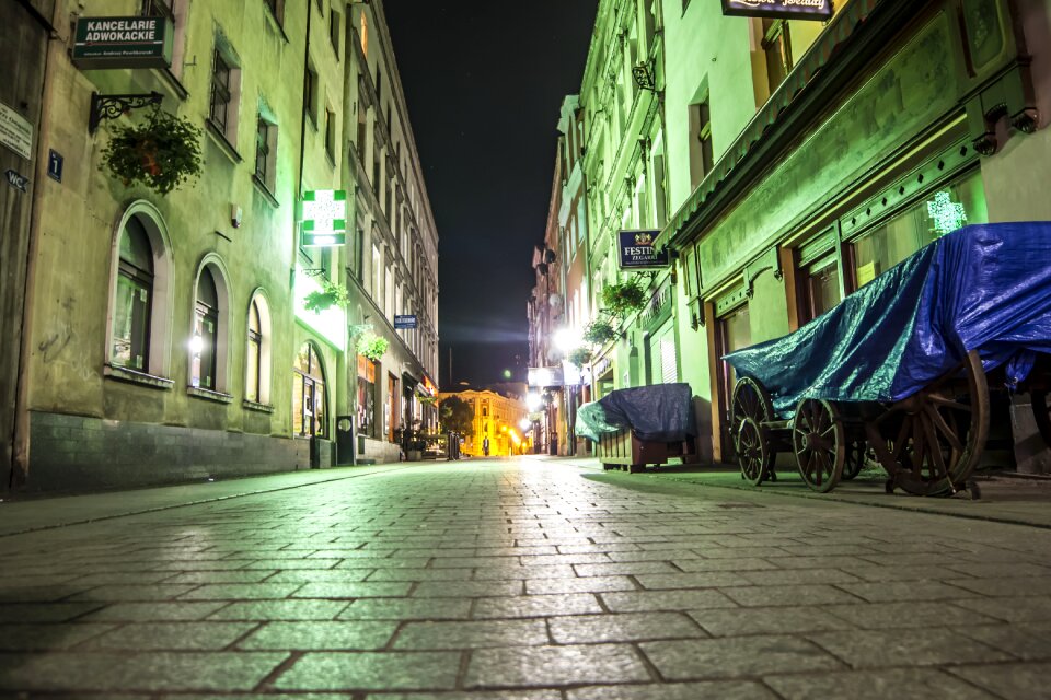 Historic center lighting cobblestones