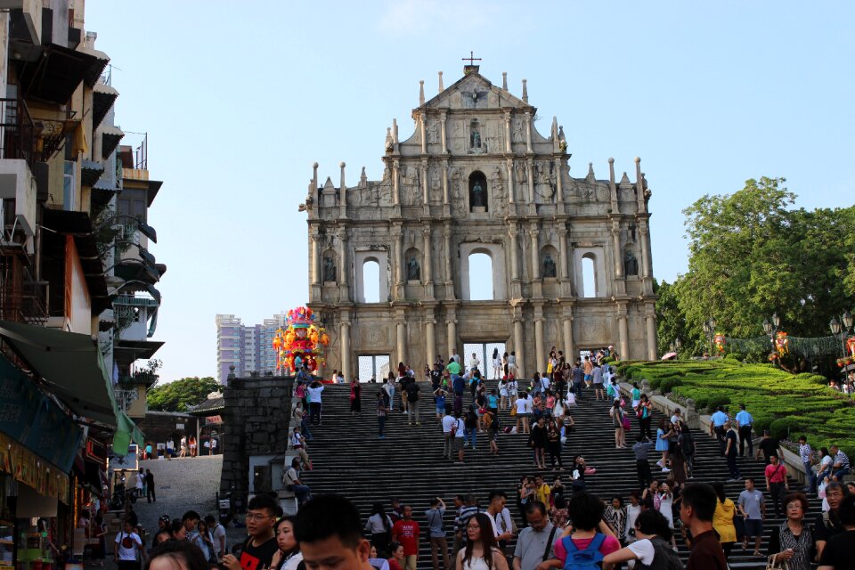 Ruins of st paul building the crowd photo