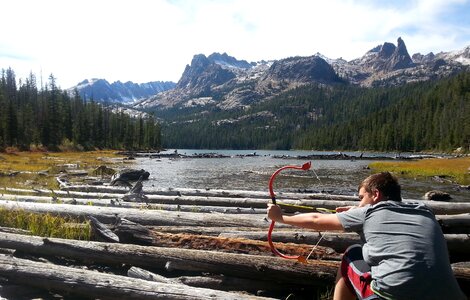 Archery goofing around boy photo