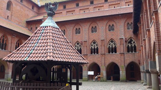 Poland malbork castle courtyard with cloister