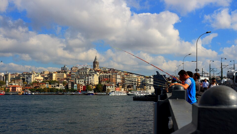 Galata bridge fishing marine