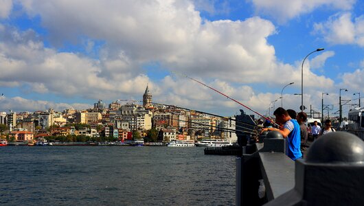 Galata bridge fishing marine