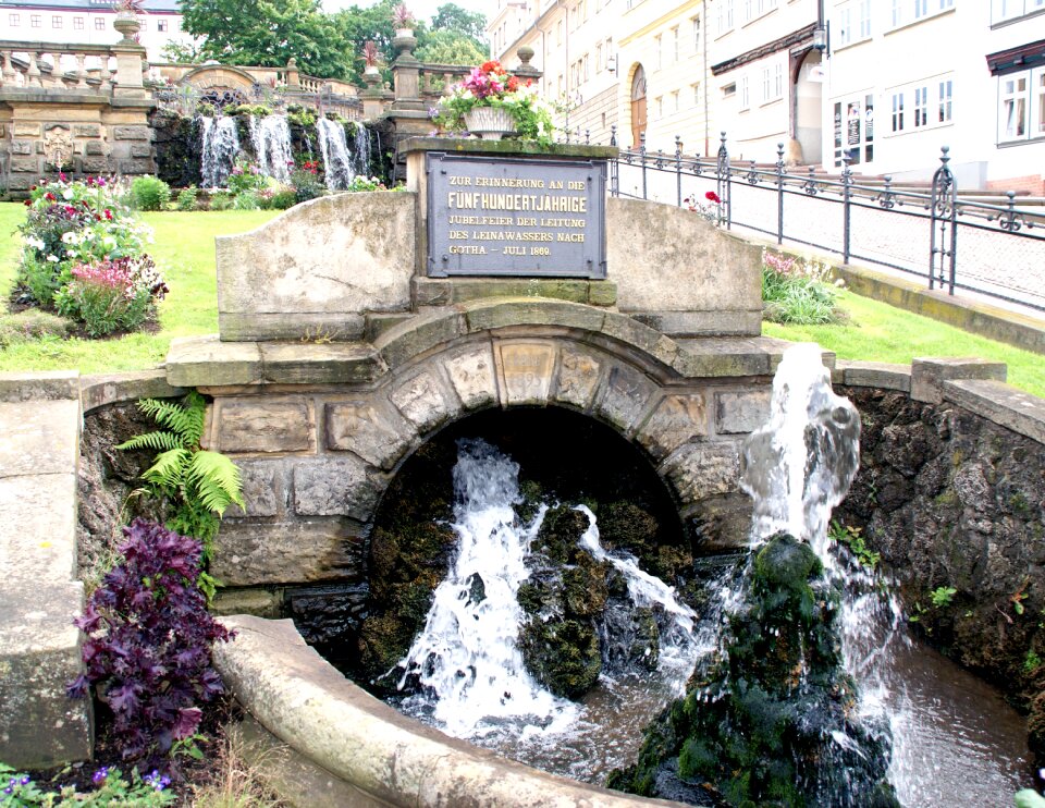 Old water feature memorial plaque
