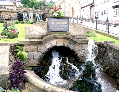 Old water feature memorial plaque photo