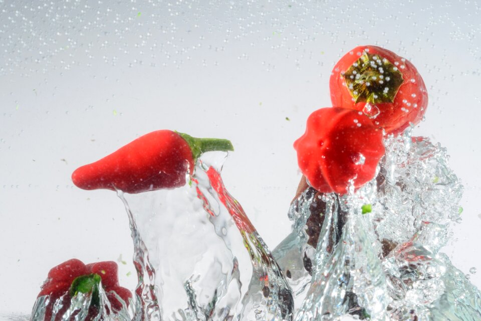 Spray water splashes spill over