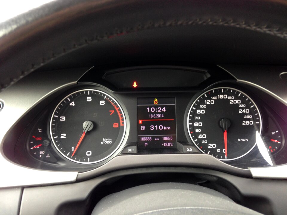 Black speedometer tachometer