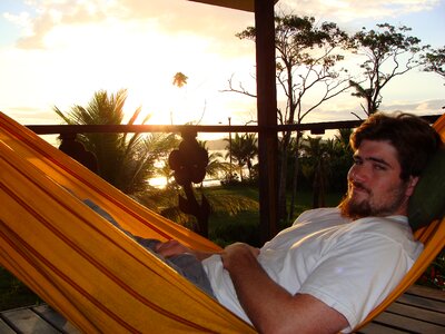 Man relax summer resort