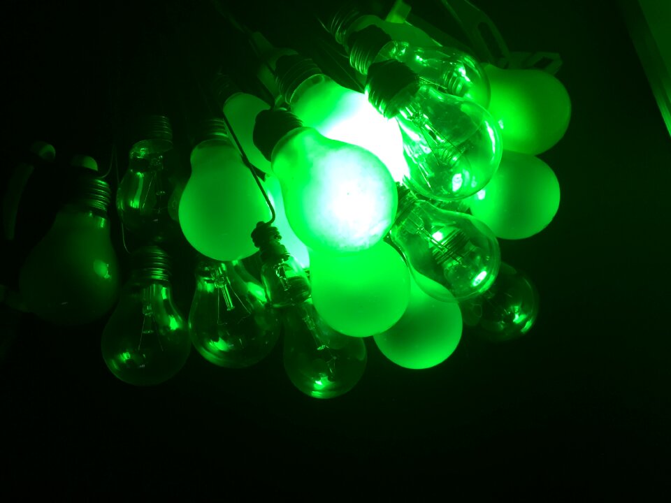 Light bulb green lamp