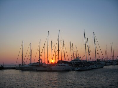 Evening boats mast