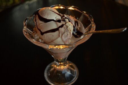 Ice-cream vanilla black chocolate photo