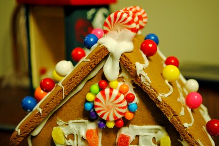 Christmas gingerbread house decorated photo
