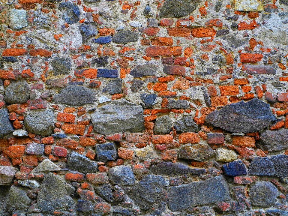 Brick wall gray red photo