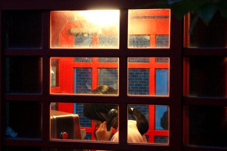Loneliness a public telephone booth lighting effects