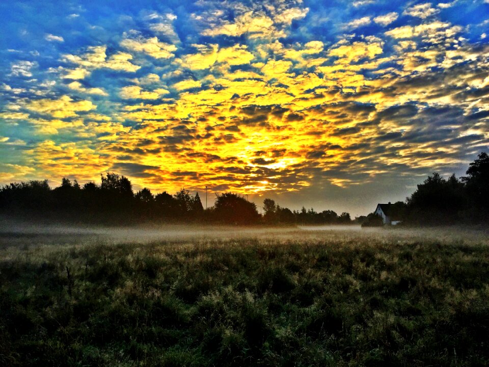 Blue clouds fog photo