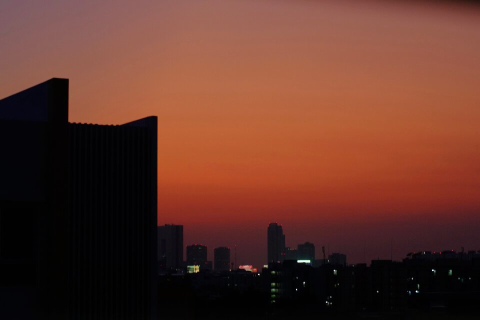 Skyscraper the evening sky dusk