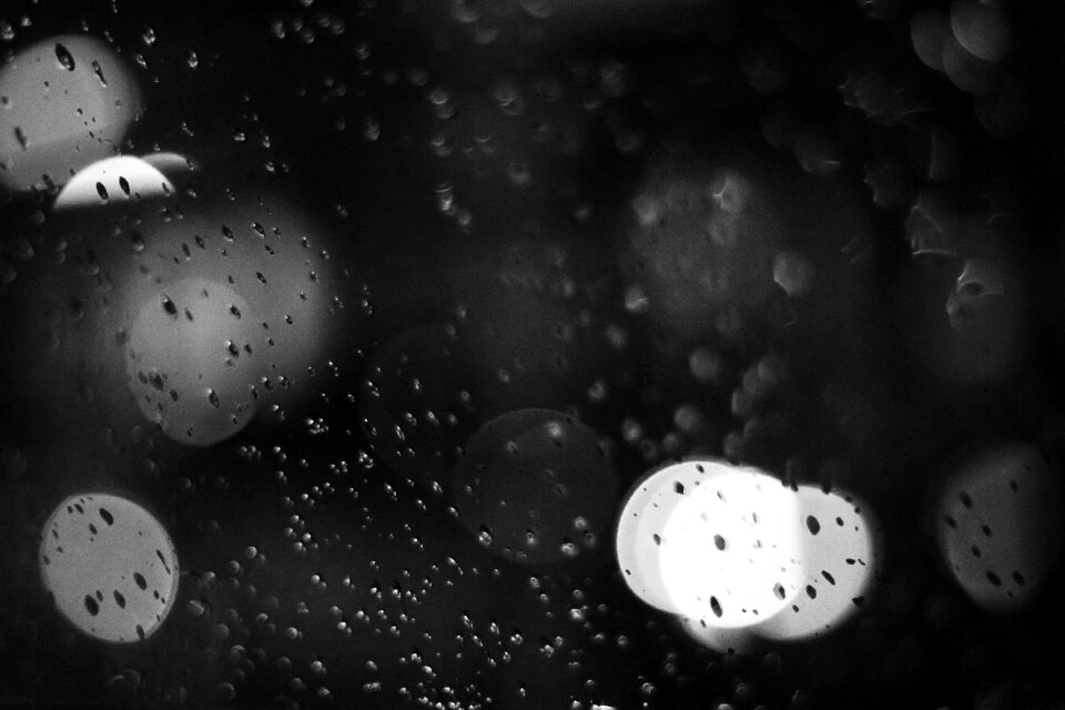 Drops of water the light black and white