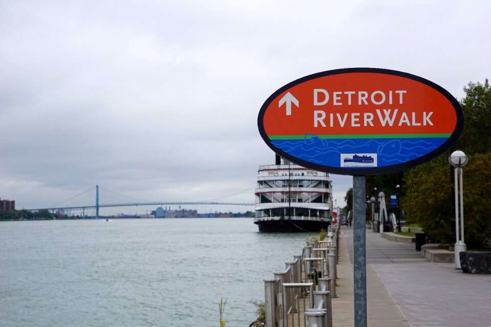 River detroit river ambassador bridge