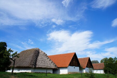 Clouds houses outdoors