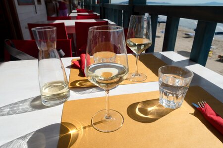 Mineral water cutlery napkin photo