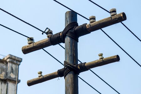 Telephone poles gallows wire