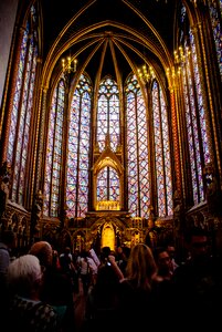 Stained glass windows interior altar photo