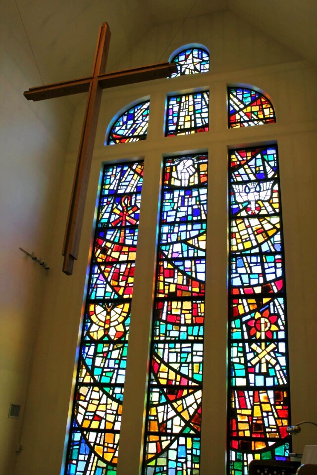 Church stained glass window religious