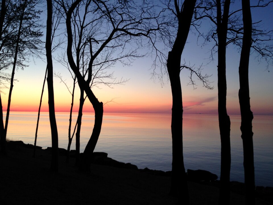 Evening sky riverside sea